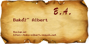 Bakó Albert névjegykártya